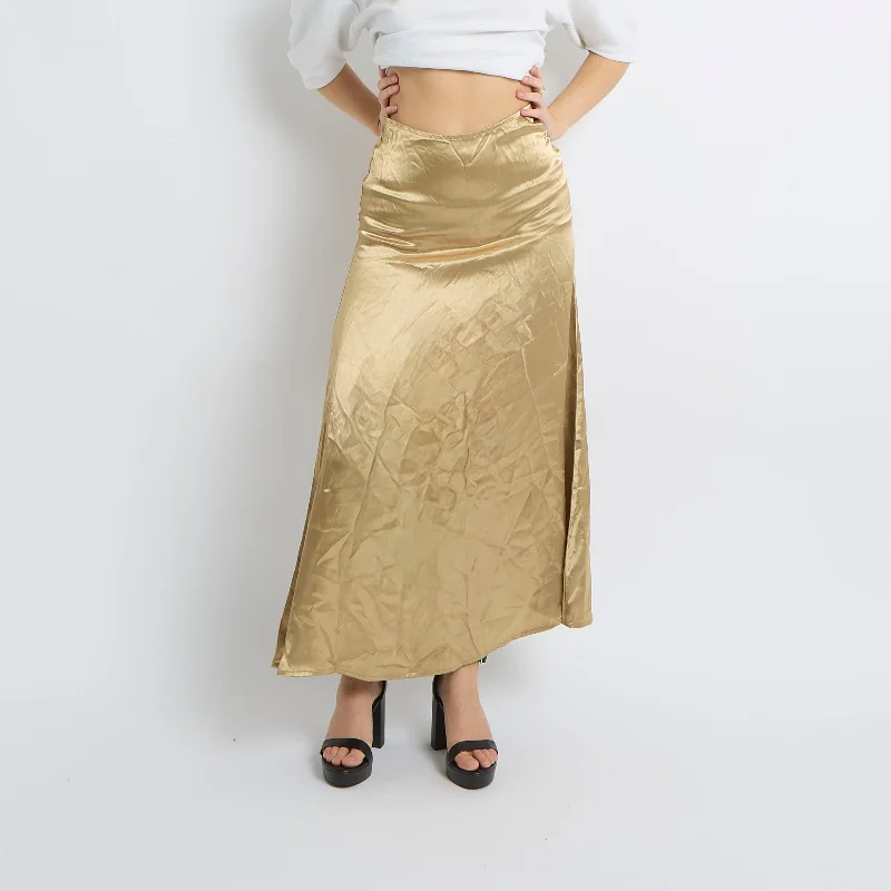 Satin Maxi Skirt - UK 8 flowy skirt hem