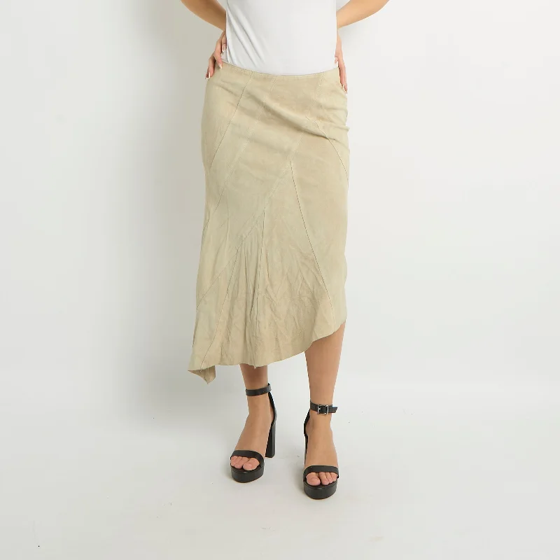 Suede Midi Skirt - UK 12 velvet skirt luxurious