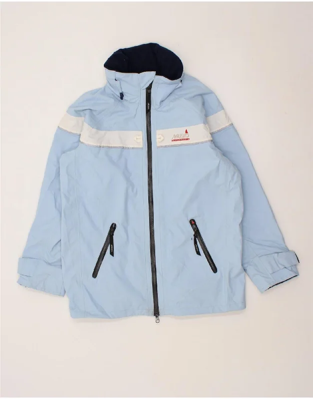 MUSTO Womens Graphic Rain Jacket UK 10 Small Blue Colourblock Nylon Zippered Jacket Buttoned Jacket Snapped Jacket MUSTO Womens Graphic Rain Jacket UK 10 Small Blue Colourblock Nylon Zippered Jacket Buttoned Jacket Snapped Jacket