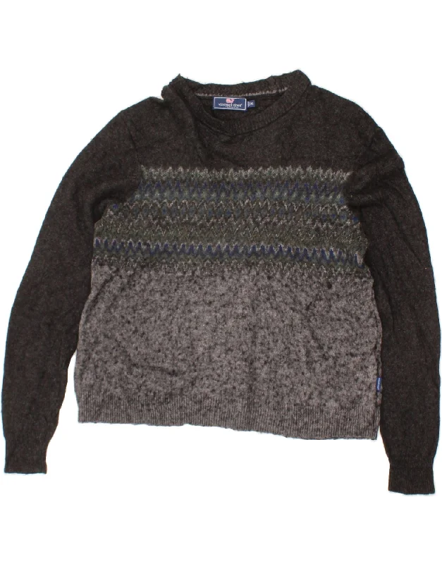 VINEYARD VINES Womens Boat Neck Jumper Sweater UK 18 XL Black Fair Isle Turtle Neck Boat Neck Asymmetrical Neck VINEYARD VINES Womens Boat Neck Jumper Sweater UK 18 XL Black Fair Isle Turtle Neck Boat Neck Asymmetrical Neck