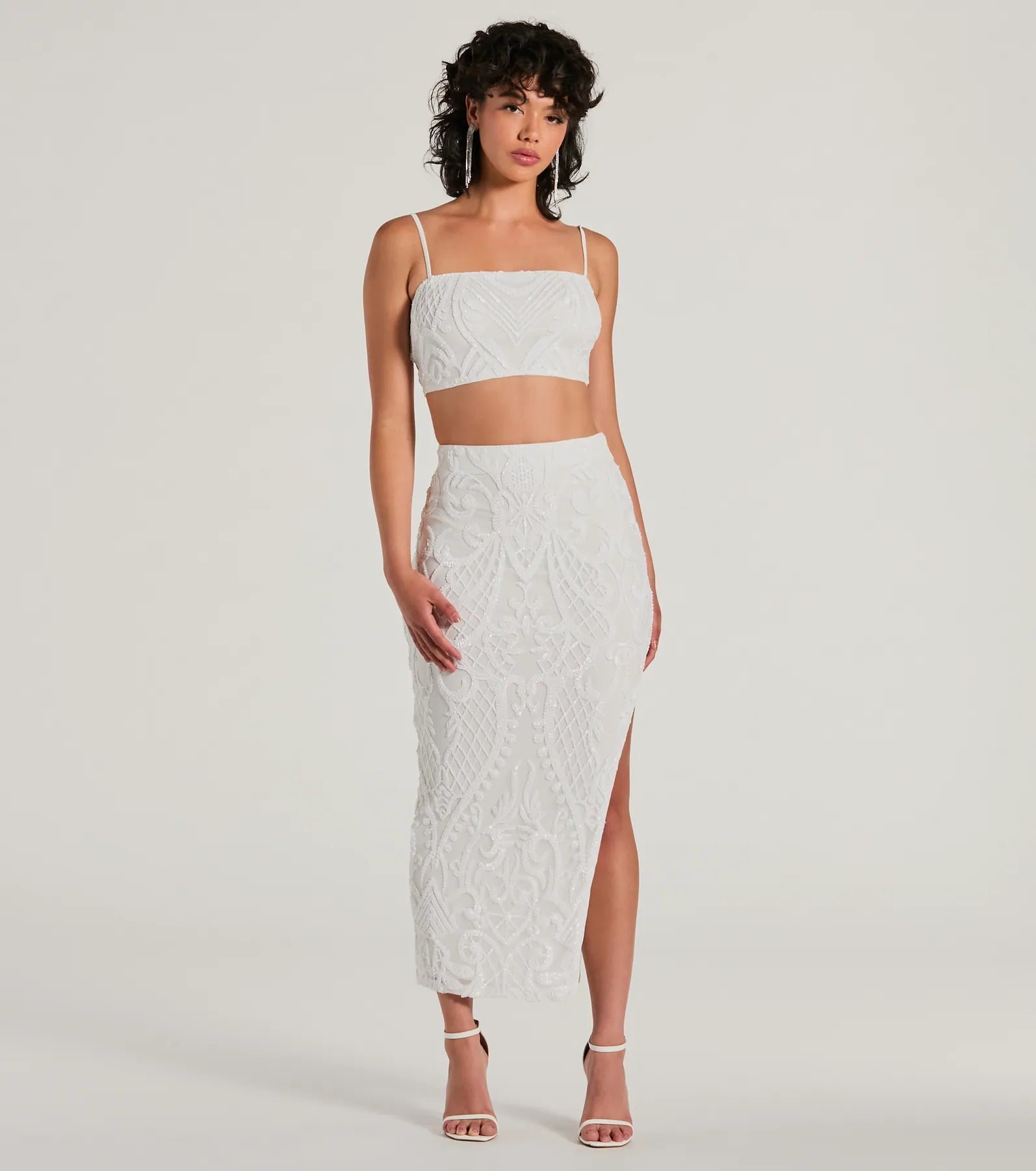 Let It Shine Sequin High Slit Midi Skirt corduroy skirt cozy