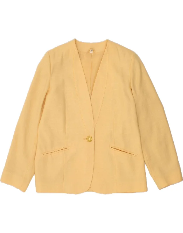 VINTAGE Womens 1 Button Blazer Jacket UK 14 Large Beige Polyester Faux Fur Jacket Real Fur Jacket Shearling Jacket VINTAGE Womens 1 Button Blazer Jacket UK 14 Large Beige Polyester Faux Fur Jacket Real Fur Jacket Shearling Jacket