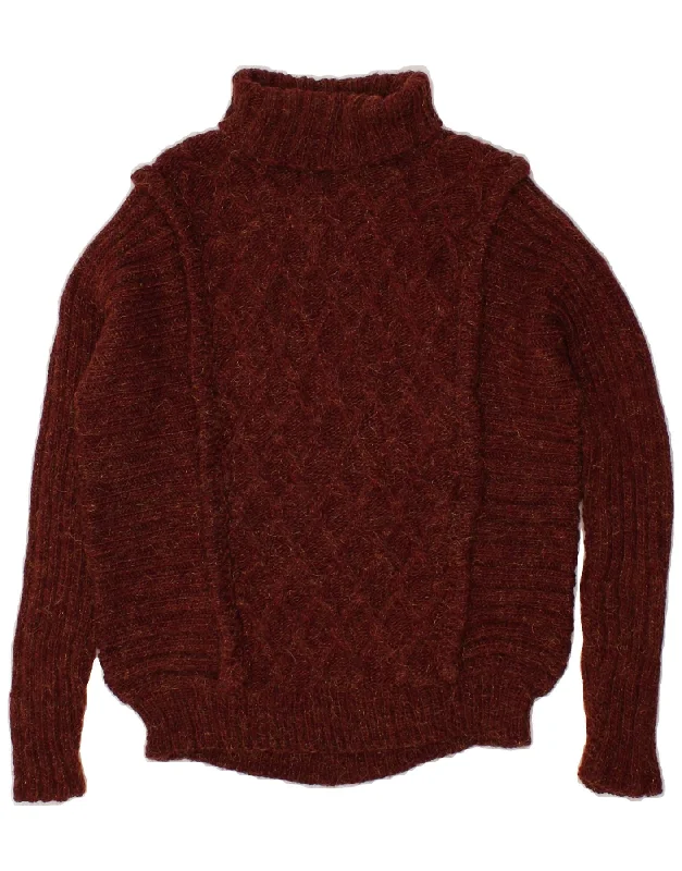 VINTAGE Womens Roll Neck Jumper Sweater UK 14 Medium Brown Argyle/Diamond Faux Fur Fabric Real Fur Fabric Shearling Fabric VINTAGE Womens Roll Neck Jumper Sweater UK 14 Medium Brown Argyle/Diamond Faux Fur Fabric Real Fur Fabric Shearling Fabric