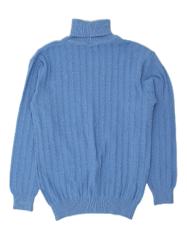 VINTAGE Womens Roll Neck Jumper Sweater IT 52 2XL Blue Acrylic Cashmere Blend Cotton Blend Poly Blend VINTAGE Womens Roll Neck Jumper Sweater IT 52 2XL Blue Acrylic Cashmere Blend Cotton Blend Poly Blend
