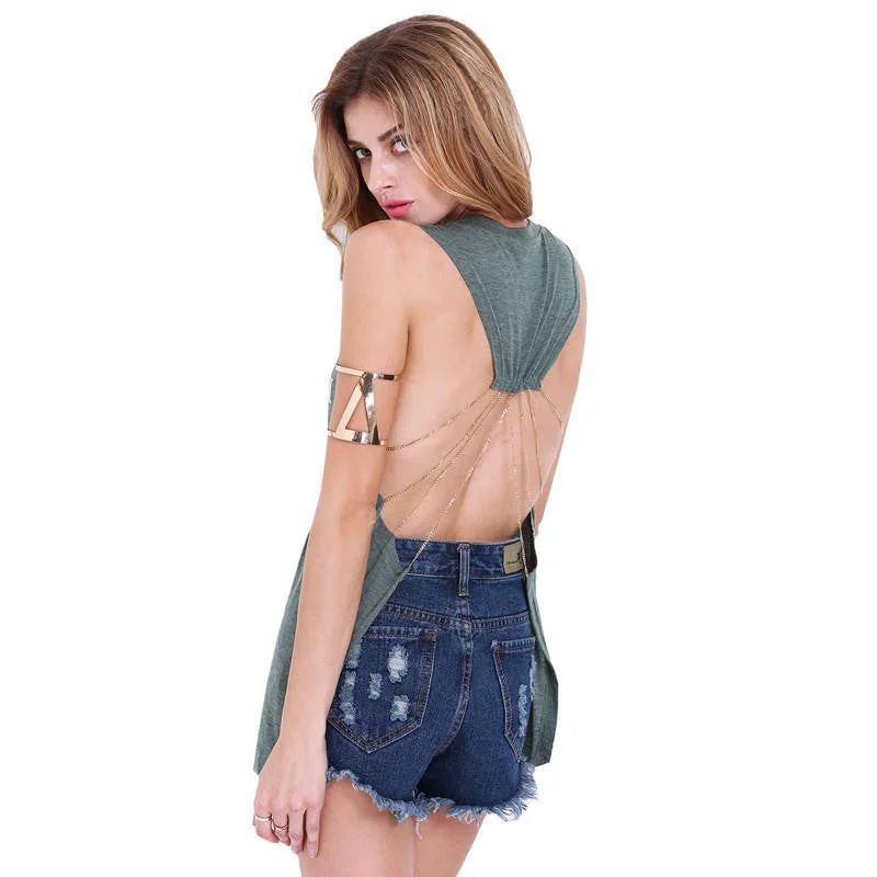 Womens Tops Fashion Ladies Casual Famous Brand Vogue Grey Sleeveless Backless Round Neck Letter Print Tank cute tank top Womens Tops Fashion Ladies Casual Famous Brand Vogue Grey Sleeveless Backless Round Neck Letter Print Tank cute tank top