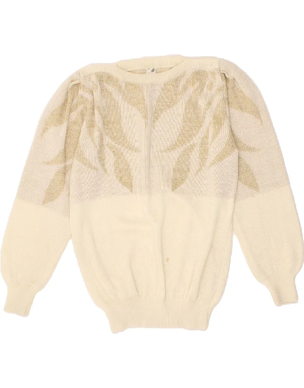 VINTAGE Womens Crew Neck Jumper Sweater UK 16 Large Beige Colourblock Polka Dot Checkered Tartan VINTAGE Womens Crew Neck Jumper Sweater UK 16 Large Beige Colourblock Polka Dot Checkered Tartan