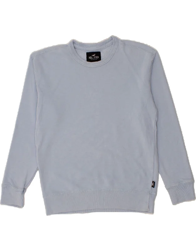 HOLLISTER Womens Oversized Sweatshirt Jumper UK 10 Small Blue Cotton Hoodie with V-Neck Classic Versatile HOLLISTER Womens Oversized Sweatshirt Jumper UK 10 Small Blue Cotton Hoodie with V-Neck Classic Versatile
