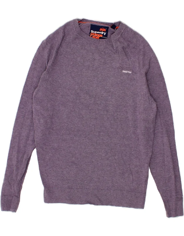 SUPERDRY Womens Boat Neck Jumper Sweater UK 14 Medium Purple Cotton Open Front Closed Front Wrap Front SUPERDRY Womens Boat Neck Jumper Sweater UK 14 Medium Purple Cotton Open Front Closed Front Wrap Front