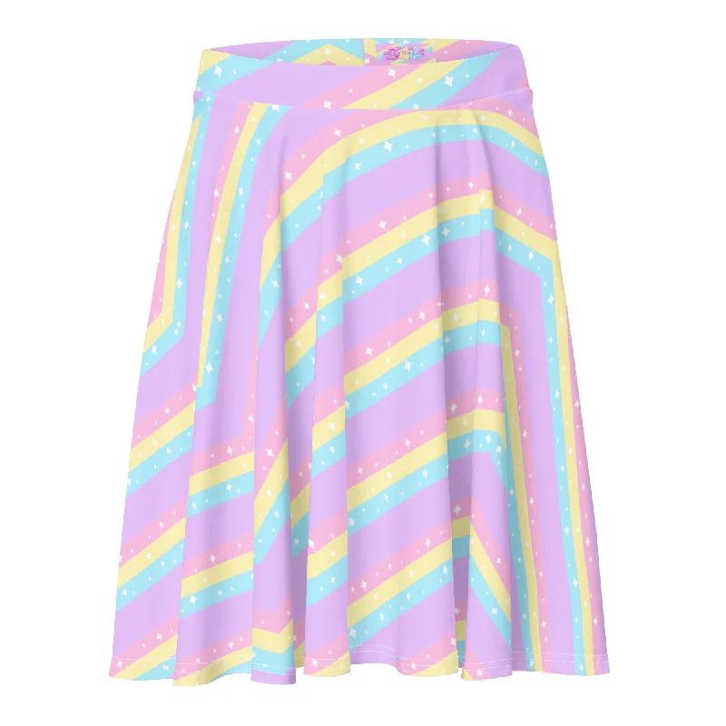 Teatime Fantasy Purple Rainbow Skater Skirt linen skirt natural