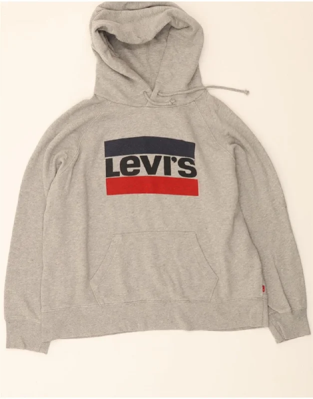 LEVI'S Womens Oversized Graphic Hoodie Jumper UK 16 Large Grey Hoodie with Ribbed Cuffs Snug Fit Comfort LEVI'S Womens Oversized Graphic Hoodie Jumper UK 16 Large Grey Hoodie with Ribbed Cuffs Snug Fit Comfort