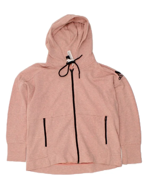 ADIDAS Womens Zip Hoodie Sweater UK 16/18 Large Pink Cotton Oversized Hoodie Comfort Casual ADIDAS Womens Zip Hoodie Sweater UK 16/18 Large Pink Cotton Oversized Hoodie Comfort Casual