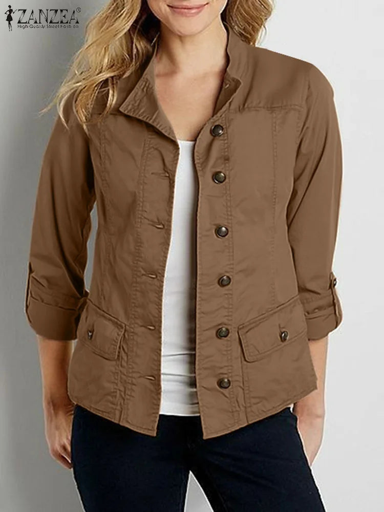 2024 ZANZEA Fashion Woman Long Sleeve O Neck Outwear Casual Party Chaqueta Elegant Button Thin Coats Vintage Autumn OL Jackets Wool Fabric Cashmere Fabric Tweed Fabric 2024 ZANZEA Fashion Woman Long Sleeve O Neck Outwear Casual Party Chaqueta Elegant Button Thin Coats Vintage Autumn OL Jackets Wool Fabric Cashmere Fabric Tweed Fabric