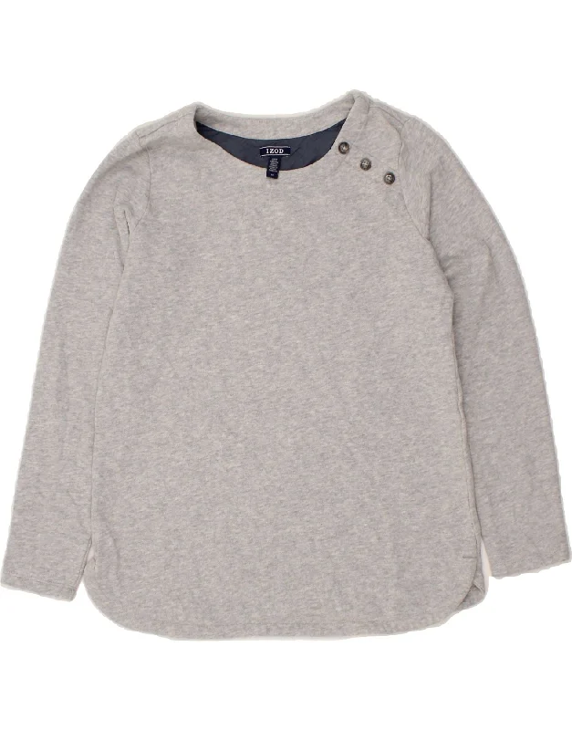 IZOD Womens Sweatshirt Jumper UK 14 Medium Grey Cotton Hoodie with Hem Patch Decorative Personalized IZOD Womens Sweatshirt Jumper UK 14 Medium Grey Cotton Hoodie with Hem Patch Decorative Personalized