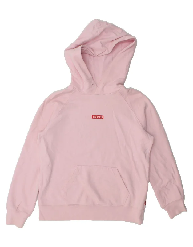LEVI'S Womens Oversized Hoodie Jumper UK 6 XS Pink Cotton Hoodie with Frayed Bohemian Relaxed LEVI'S Womens Oversized Hoodie Jumper UK 6 XS Pink Cotton Hoodie with Frayed Bohemian Relaxed