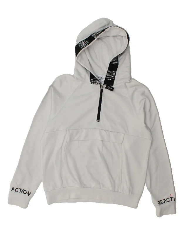 CHAMPION Womens Graphic Hoodie Jumper UK 14 Medium White Colourblock Hoodie with Strings Custom Fit Adjustable CHAMPION Womens Graphic Hoodie Jumper UK 14 Medium White Colourblock Hoodie with Strings Custom Fit Adjustable