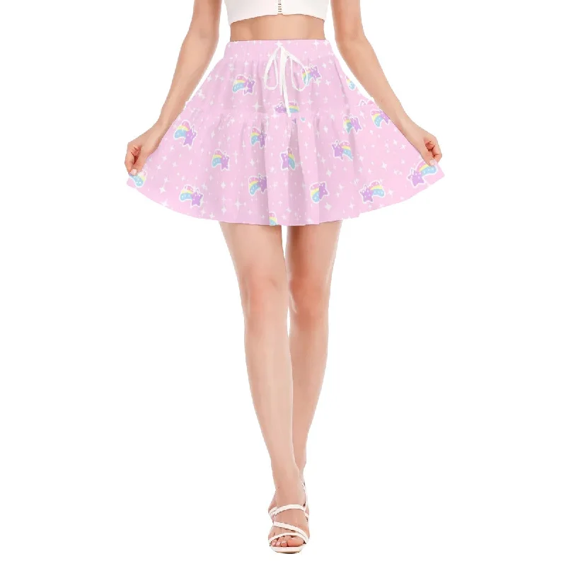 Bubblegum Bunny Shooting Stars Women's Ruffled Mini Skirt denim skirt casual