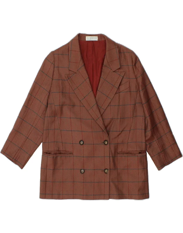 VINTAGE Womens Double Breasted Blazer Jacket IT 48 XL Brown Check Hoodie Zip-Up Jacket Button-Up Jacket VINTAGE Womens Double Breasted Blazer Jacket IT 48 XL Brown Check Hoodie Zip-Up Jacket Button-Up Jacket