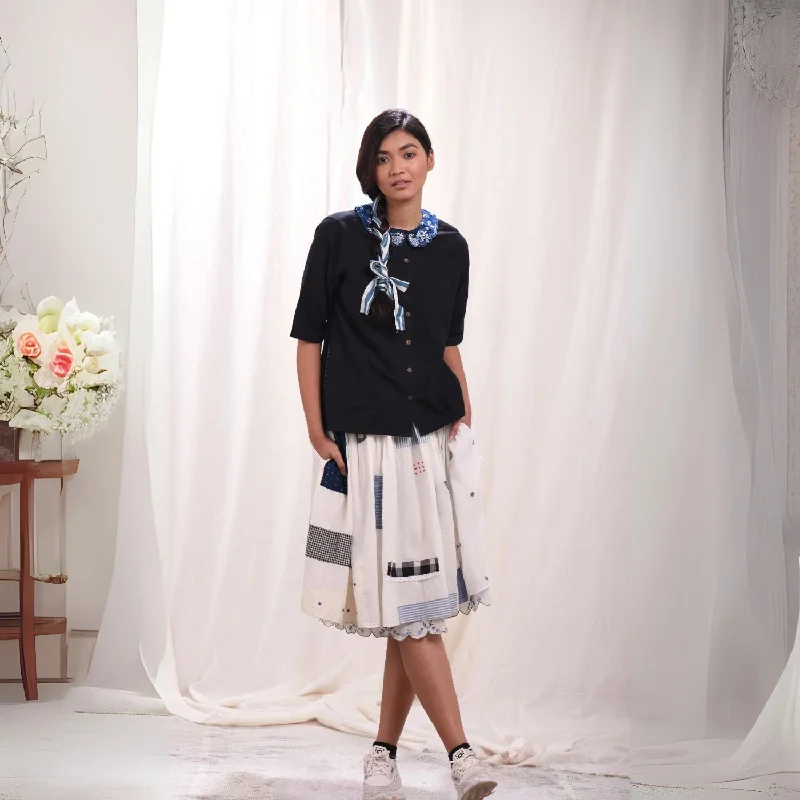 Feminine White Skirt | Scallop & Patchwork Design | Cotton Muslin | Relax Fit lace skirt intricate Feminine White Skirt | Scallop & Patchwork Design | Cotton Muslin | Relax Fit lace skirt intricate