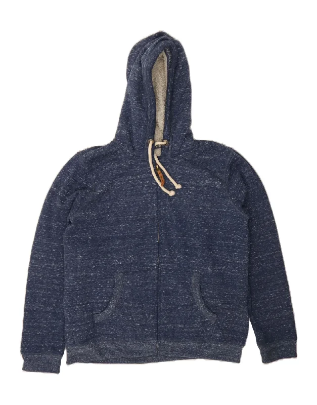 FAT FACE Womens Zip Hoodie Sweater UK 14 Large Navy Blue Flecked Polyester Hoodie with Fur Luxurious Winter FAT FACE Womens Zip Hoodie Sweater UK 14 Large Navy Blue Flecked Polyester Hoodie with Fur Luxurious Winter