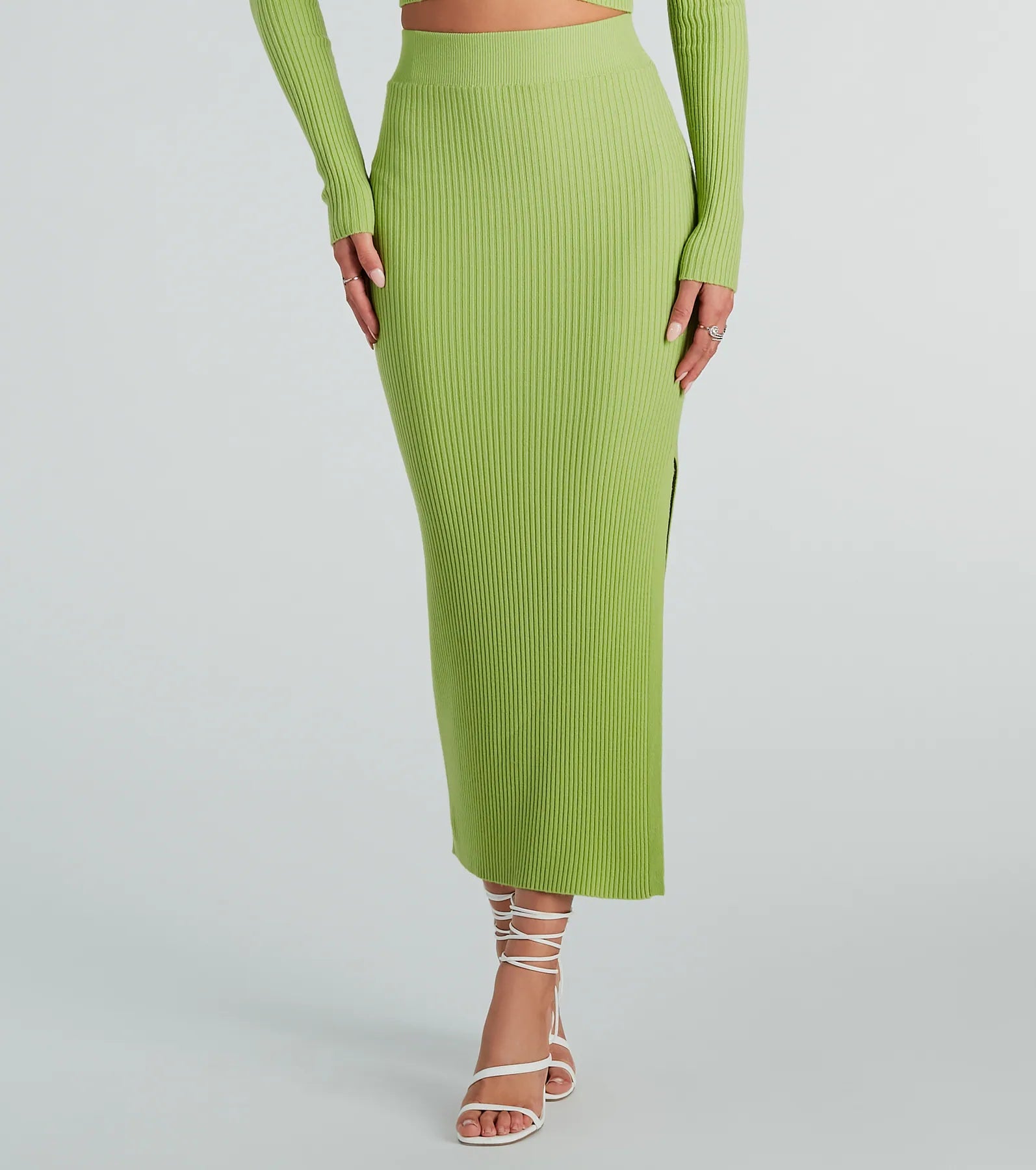 Twice The Love Rib Knit Midi Skirt velvet skirt plush