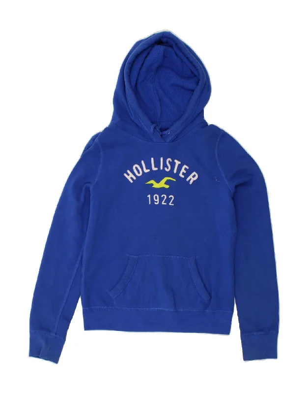 HOLLISTER Womens Graphic Hoodie Jumper UK 14 Medium Blue Cotton Hoodie with Tie-Dye Psychedelic Retro HOLLISTER Womens Graphic Hoodie Jumper UK 14 Medium Blue Cotton Hoodie with Tie-Dye Psychedelic Retro