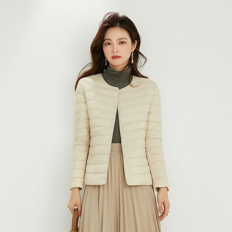 Women Liner Duck Down Jacket O-neck Variable V-neck 2022 New Female Winter Keep Warm Collarless Ultralight Quilted Puffer Coat Corduroy Jacket Velvet Jacket Brocade Jacket Women Liner Duck Down Jacket O-neck Variable V-neck 2022 New Female Winter Keep Warm Collarless Ultralight Quilted Puffer Coat Corduroy Jacket Velvet Jacket Brocade Jacket