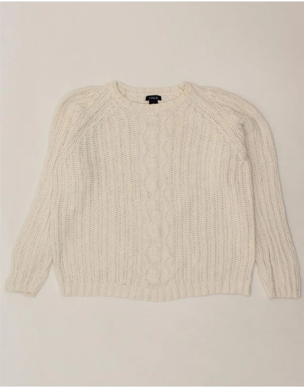 IZOD Womens Crop Boat Neck Jumper Sweater UK 14 Medium Off White Ramie Lace Blend Ribbed Blend Corduroy Blend IZOD Womens Crop Boat Neck Jumper Sweater UK 14 Medium Off White Ramie Lace Blend Ribbed Blend Corduroy Blend