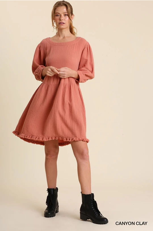 Clay Tiered Ruffle Hem Dress Casual Short Summer
