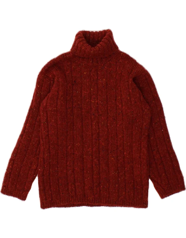 VINTAGE Womens Roll Neck Jumper Sweater UK 10 Small Red Flecked Wool Mesh Sweater Canvas Denim VINTAGE Womens Roll Neck Jumper Sweater UK 10 Small Red Flecked Wool Mesh Sweater Canvas Denim