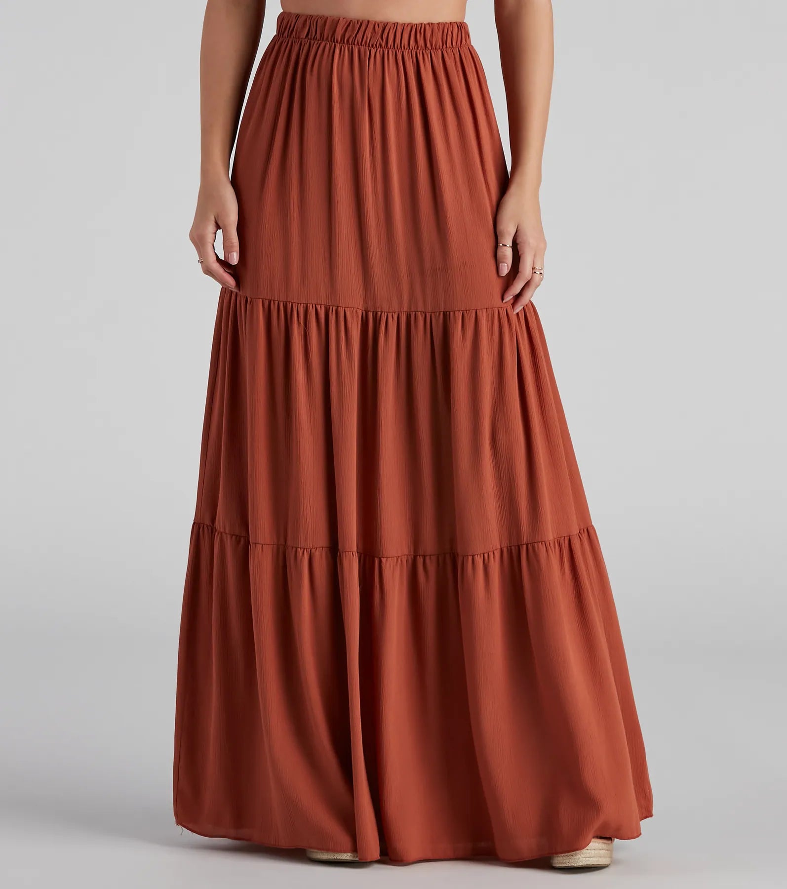 Let's Get Together Tiered Maxi Skirt linen skirt light