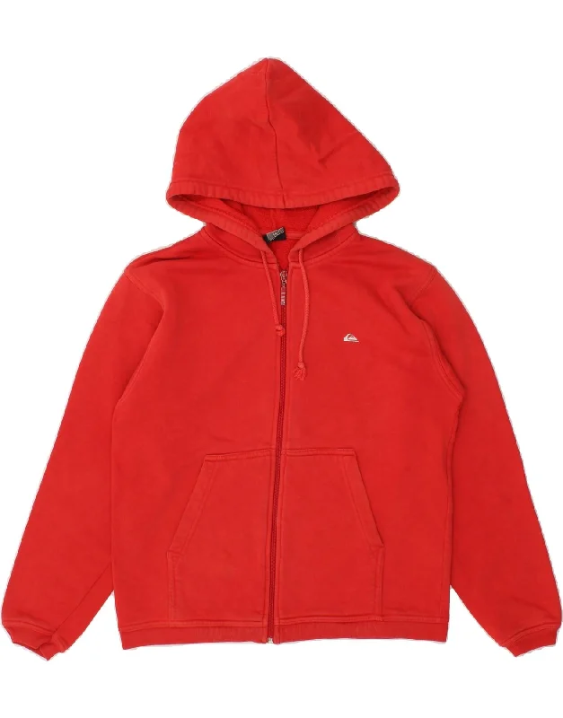 QUIKSILVER Womens Graphic Zip Hoodie Sweater UK 14 Large Red Cotton Solid Print Embellished QUIKSILVER Womens Graphic Zip Hoodie Sweater UK 14 Large Red Cotton Solid Print Embellished