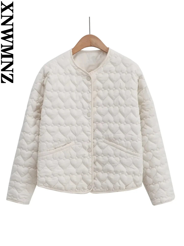 XNWMNZ Women's Fashion 2023 Autumn/Winter Heart Padded Jacket Women O Neck Long Sleeve Pocket Versatile Female Coat Knit Fabric Woven Fabric Fleece Fabric XNWMNZ Women's Fashion 2023 Autumn/Winter Heart Padded Jacket Women O Neck Long Sleeve Pocket Versatile Female Coat Knit Fabric Woven Fabric Fleece Fabric