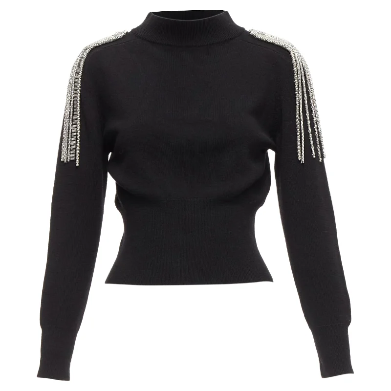 Christopher Kane merino wool silver shoulder chain sweater Knit Fabric Woven Fabric Fleece Fabric Christopher Kane merino wool silver shoulder chain sweater Knit Fabric Woven Fabric Fleece Fabric