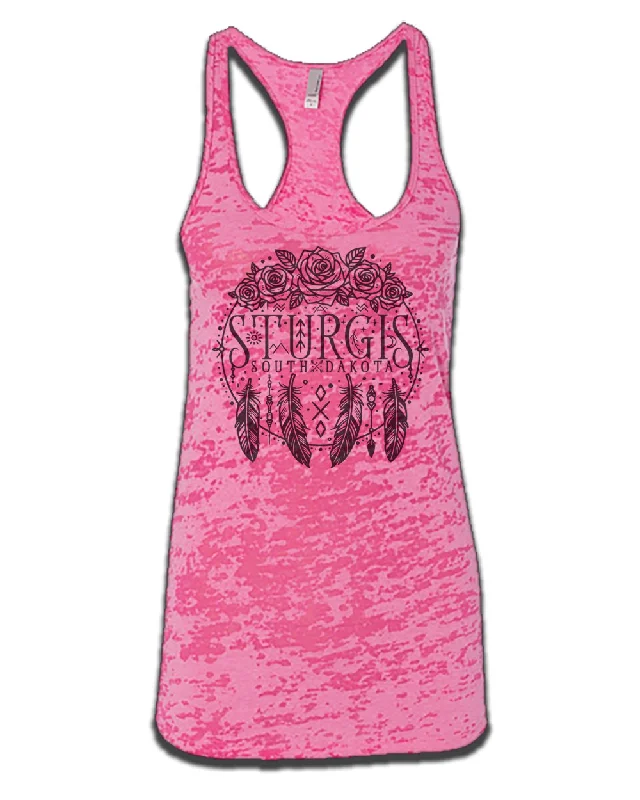 84th Ladies Pink Burnout Tank chic tank top