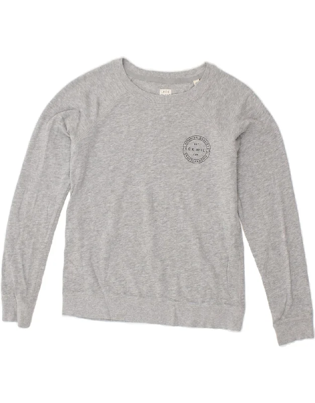 JACK WILLS Womens Sweatshirt Jumper UK 10 Small Grey Cotton Oversized Hoodie Comfort Casual JACK WILLS Womens Sweatshirt Jumper UK 10 Small Grey Cotton Oversized Hoodie Comfort Casual