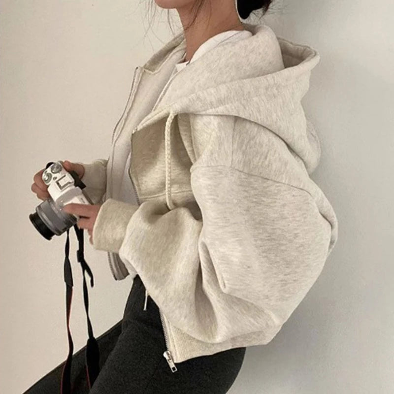 Casual Hood Sweatshirt Women Y2K Zip Up Hoodies Solid Harajuku Long Sleeve Shirt Oversized Crop Tops Female Loose Jackets Coat Insulated Jacket Fitted Jacket Loose Jacket Casual Hood Sweatshirt Women Y2K Zip Up Hoodies Solid Harajuku Long Sleeve Shirt Oversized Crop Tops Female Loose Jackets Coat Insulated Jacket Fitted Jacket Loose Jacket