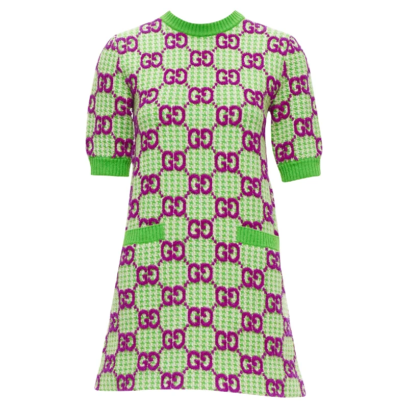 Gucci wool monogram jacquard crew sweater dress Welt Pockets Slit Pockets Flap Pockets Gucci wool monogram jacquard crew sweater dress Welt Pockets Slit Pockets Flap Pockets