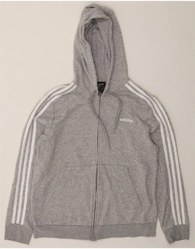 ADIDAS Womens Zip Hoodie Sweater UK 20/22 XL Grey Cotton Hoodie with Typography Text Message ADIDAS Womens Zip Hoodie Sweater UK 20/22 XL Grey Cotton Hoodie with Typography Text Message