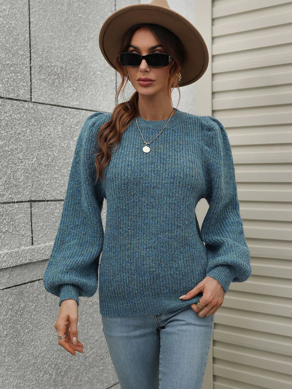 CLASSY SPLICED ROUND NECK LONG SLEEVE PLEATED LOOSE SWEATER Jersey Fabric Tulle Fabric Batik Fabric CLASSY SPLICED ROUND NECK LONG SLEEVE PLEATED LOOSE SWEATER Jersey Fabric Tulle Fabric Batik Fabric