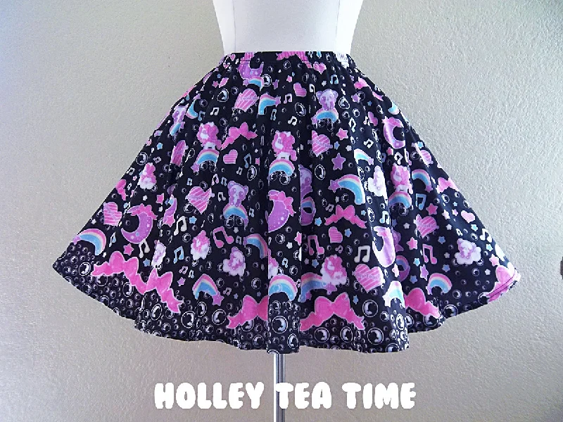 Bubbly dreams black skater skirt [made to order] silk skirt smooth