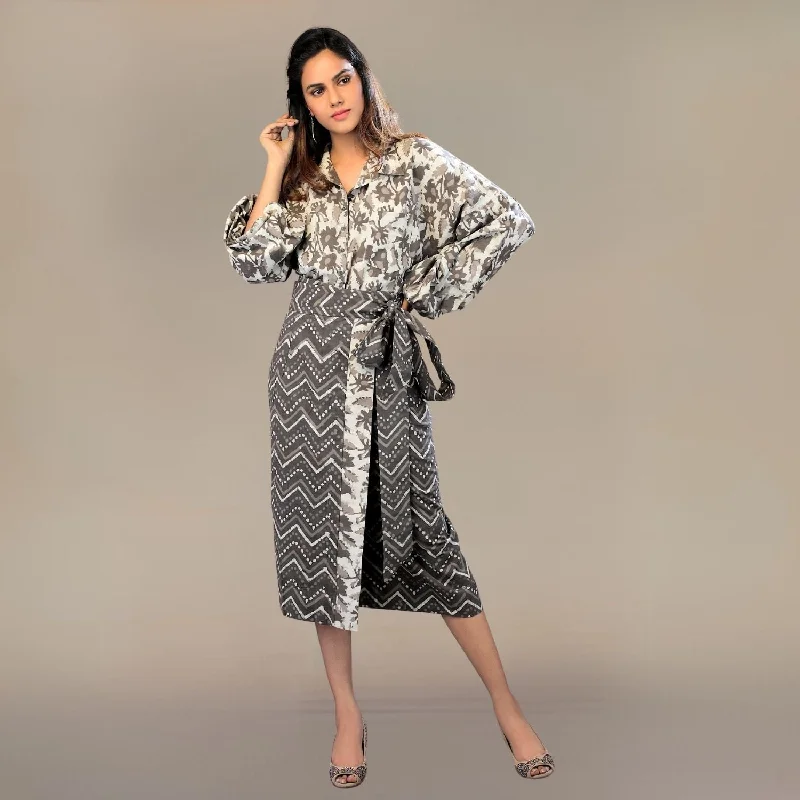 Risa Cotton Skirt Co-ord Set | Floral & Chevron | Block Printed | Comfortable Day Wear linen skirt airy