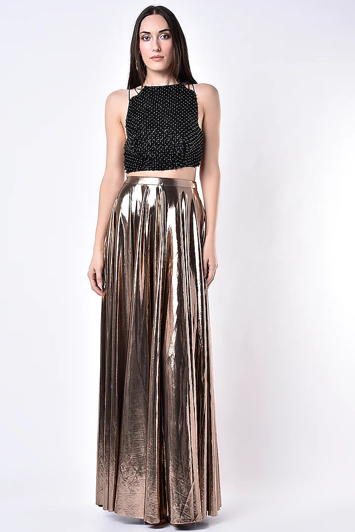 Metallic Gold Skirt Set corduroy skirt durable