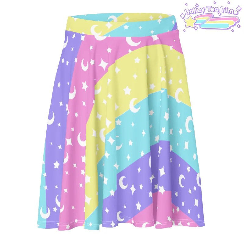 Cosmic Rainbow Skater Skirt wool skirt warm