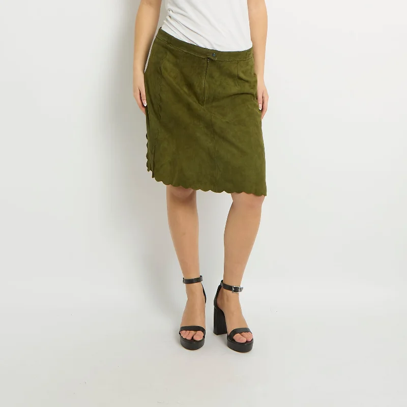 Suede Midi Skirt - UK 14 cashmere skirt plush