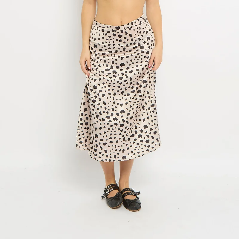 Satin Leopard Print Midi Skirt - UK 12 pencil skirt chic