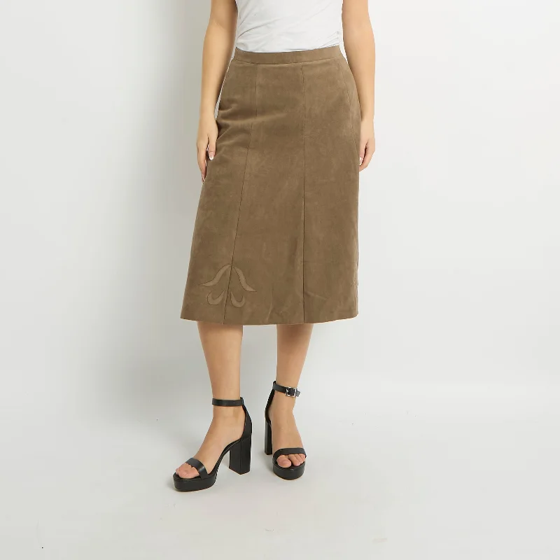 Suede Midi Skirt - UK 12 chiffon skirt lightweight