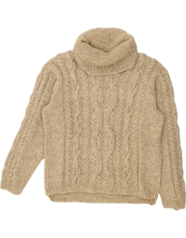 VINTAGE Womens Roll Neck Jumper Sweater UK 16 Large Beige Flecked Soft Cozy Warm