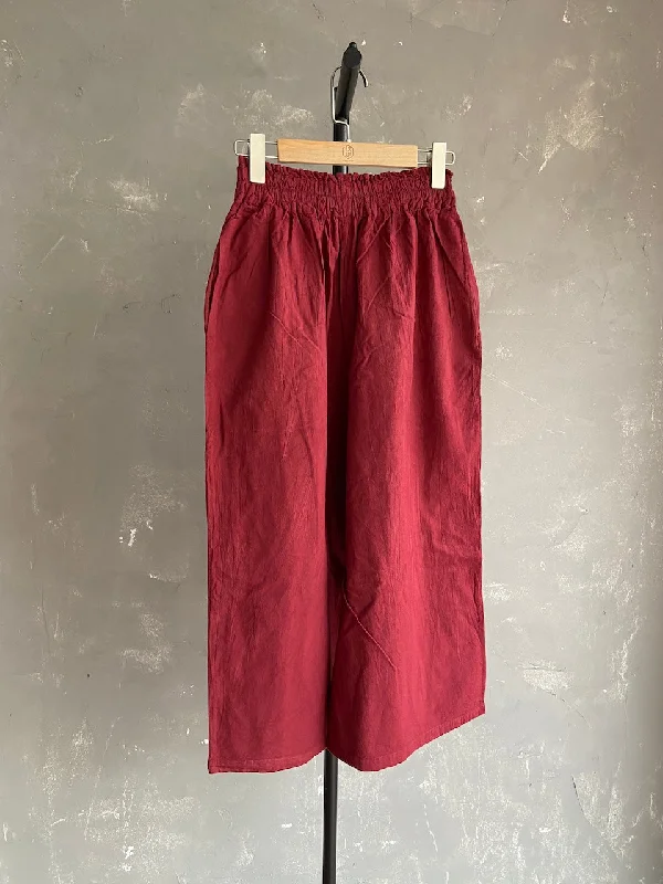 Hand Dyed Farmer's Pants in Maroon Comfortable Denim Pants