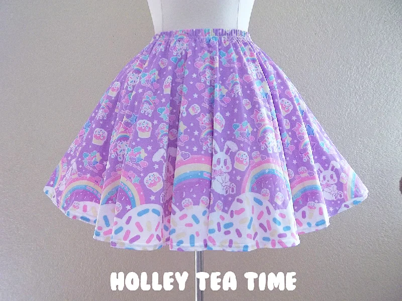 Rainbow Sweets lavender skater skirt [made to order] linen skirt relaxed