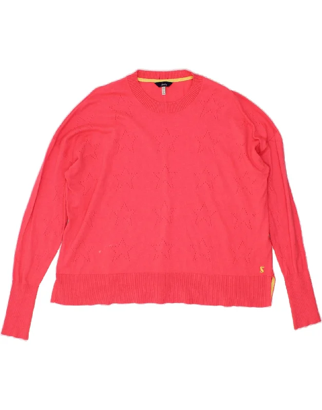 JOULES Womens Oversized Crew Neck Jumper Sweater UK 16 Large Pink Viscose Houndstooth Herringbone Solid JOULES Womens Oversized Crew Neck Jumper Sweater UK 16 Large Pink Viscose Houndstooth Herringbone Solid